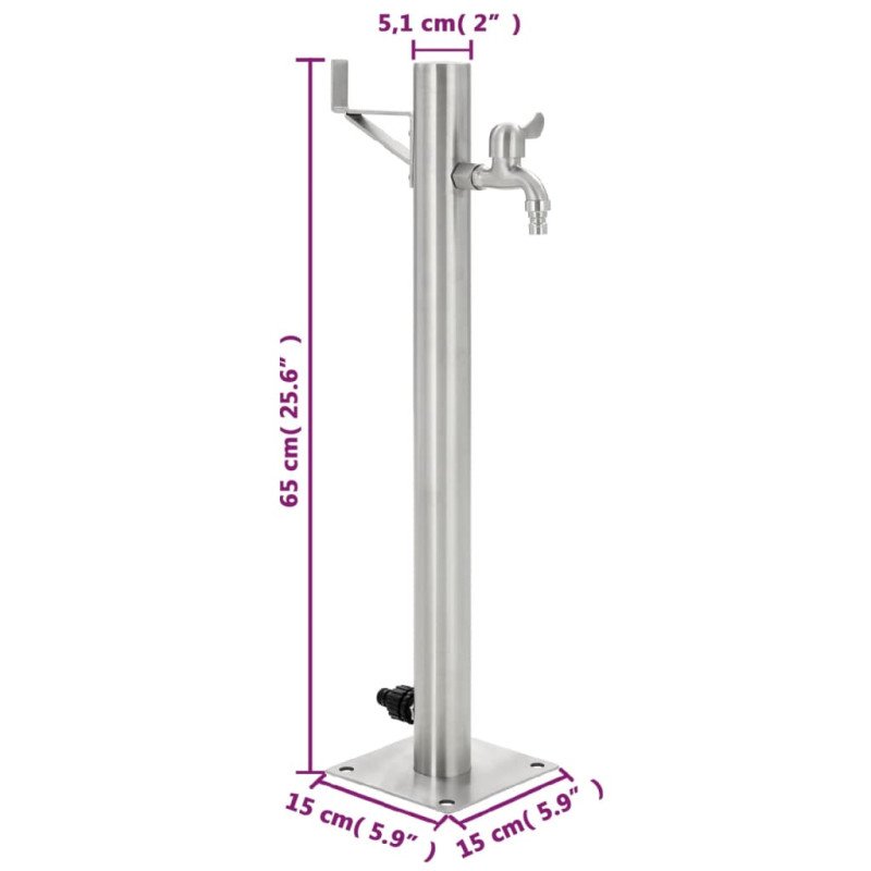 vidaXL Záhradný stĺpik na vodu, nehrdzavejúca oceľ, okrúhly 65 cm