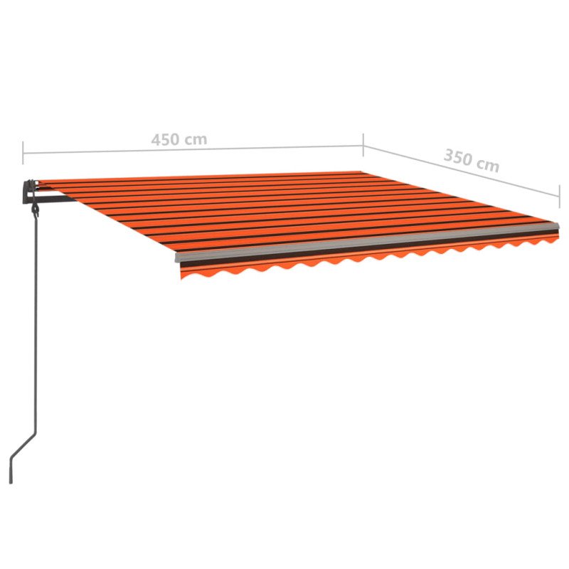 vidaXL Ručne zaťahovacia markíza s a LED 4,5x3,5 m oranžovo-hnedá