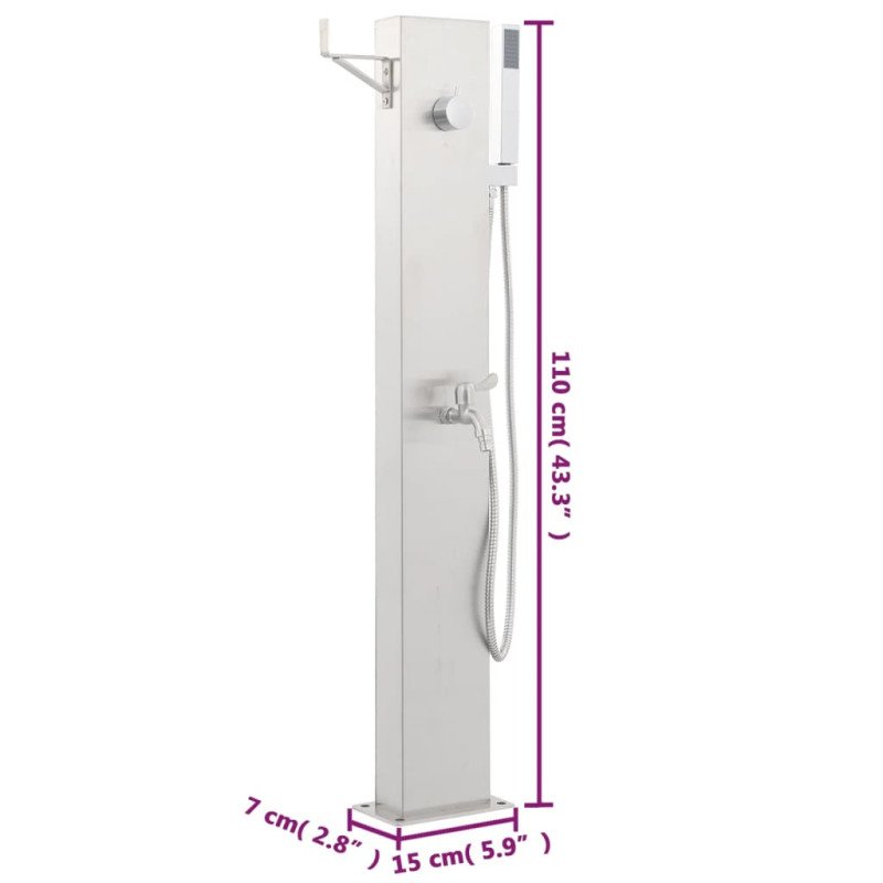 vidaXL Záhradná sprchová batéria 110 cm nehrdzavejúca oceľ