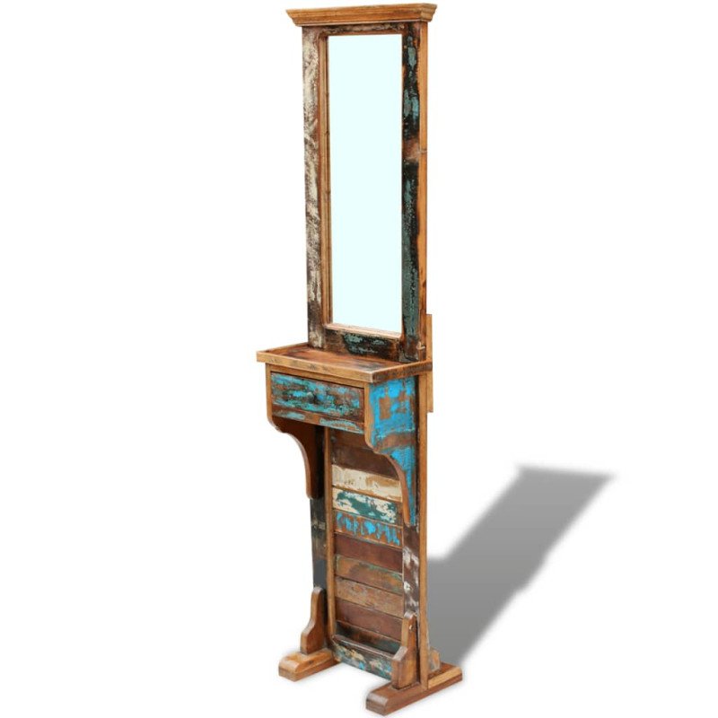 vidaXL Zrkadlo do chodby, recyklovaný masív 47x23x180 cm