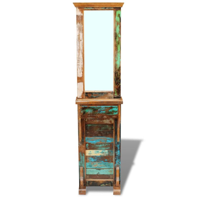 vidaXL Zrkadlo do chodby, recyklovaný masív 47x23x180 cm