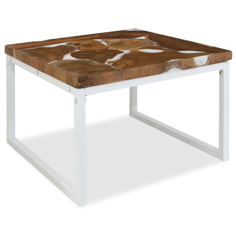 vidaXL Konferenčný stolík, teakové drevo a živica 60x60x40 cm