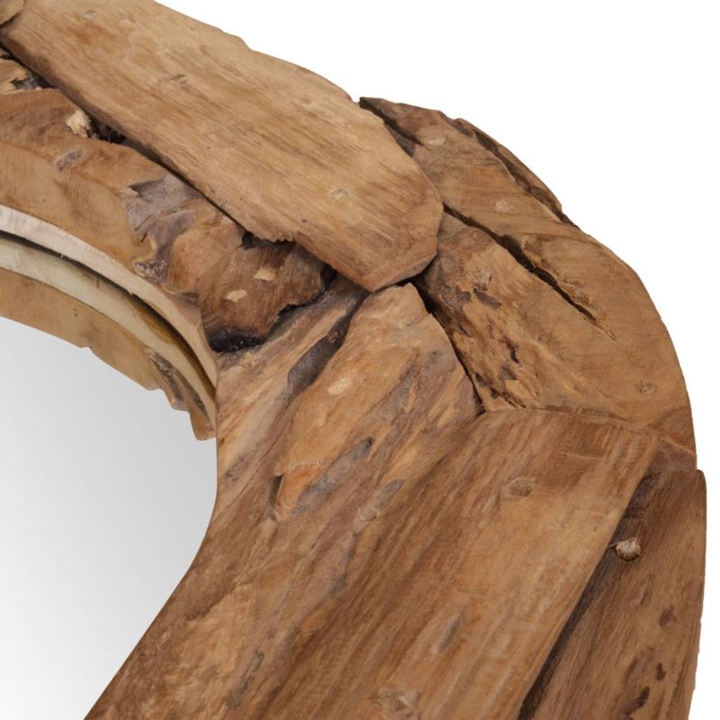 vidaXL Dekoratívne zrkadlo z teakového dreva, 80 cm, okrúhle