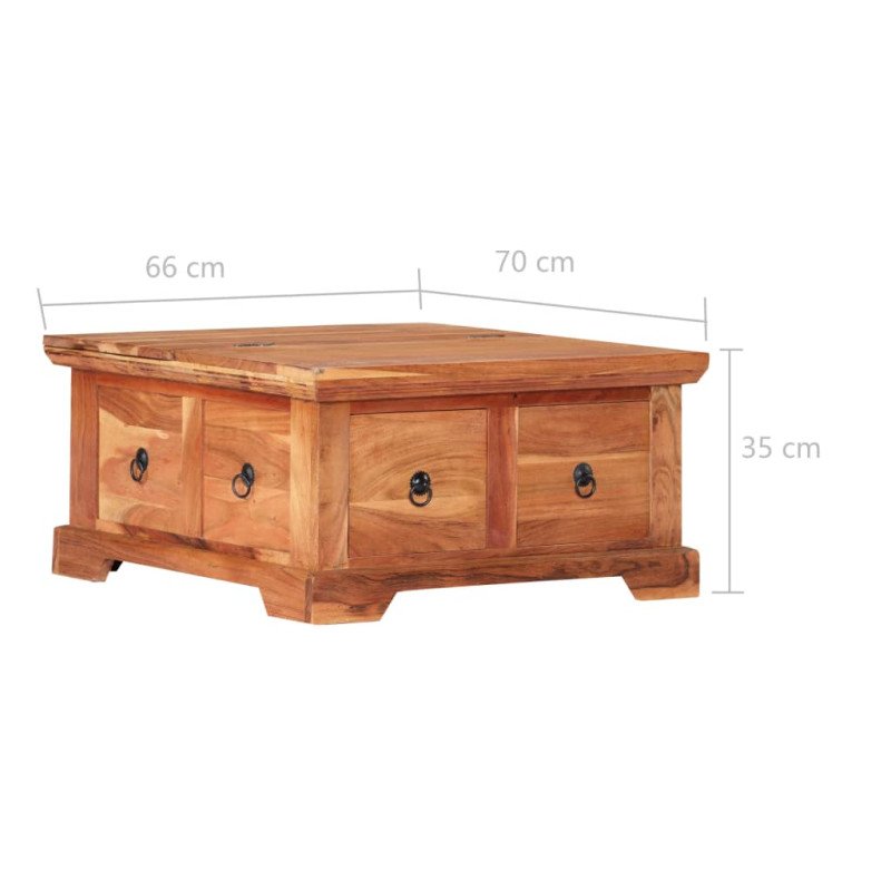 vidaXL Konferenčný stolík 66x70x35 cm akáciový masív
