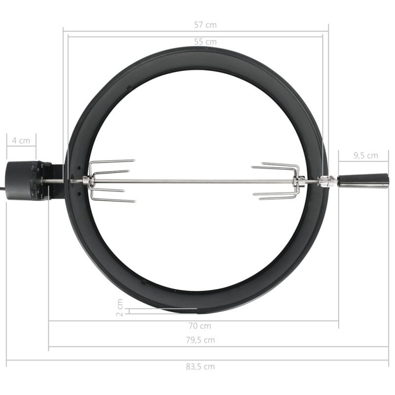 vidaXL Súprava na grilovací ražeň 57 cm čierna