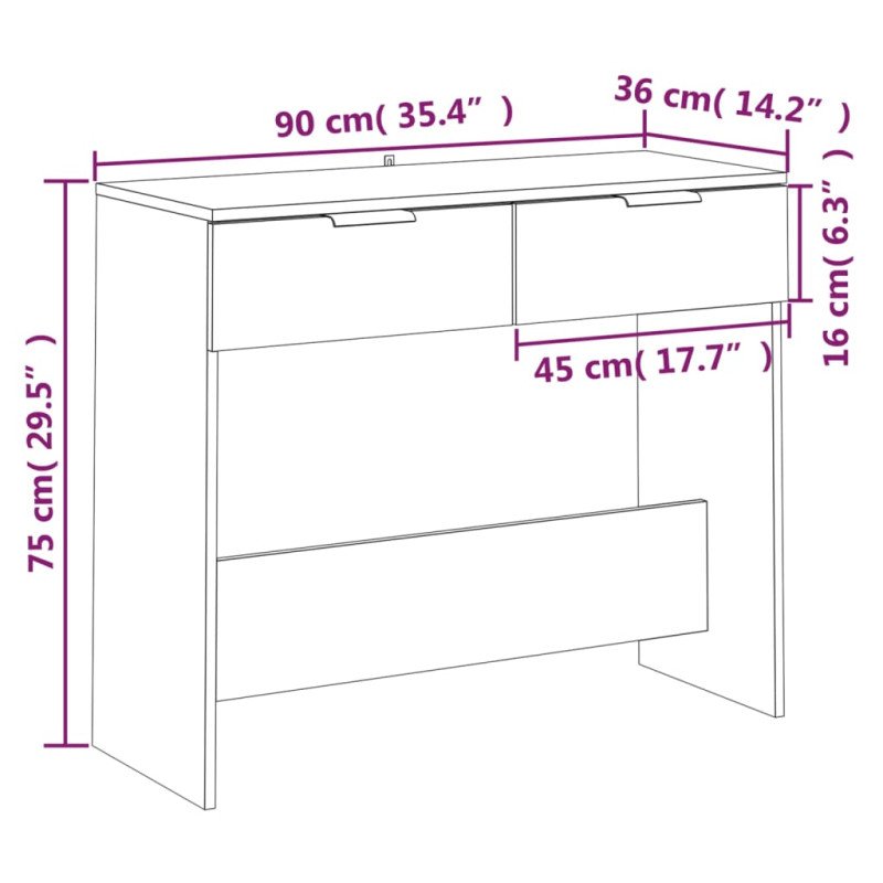 vidaXL Konzolový stolík dub sonoma 90x36x75 cm spracované drevo