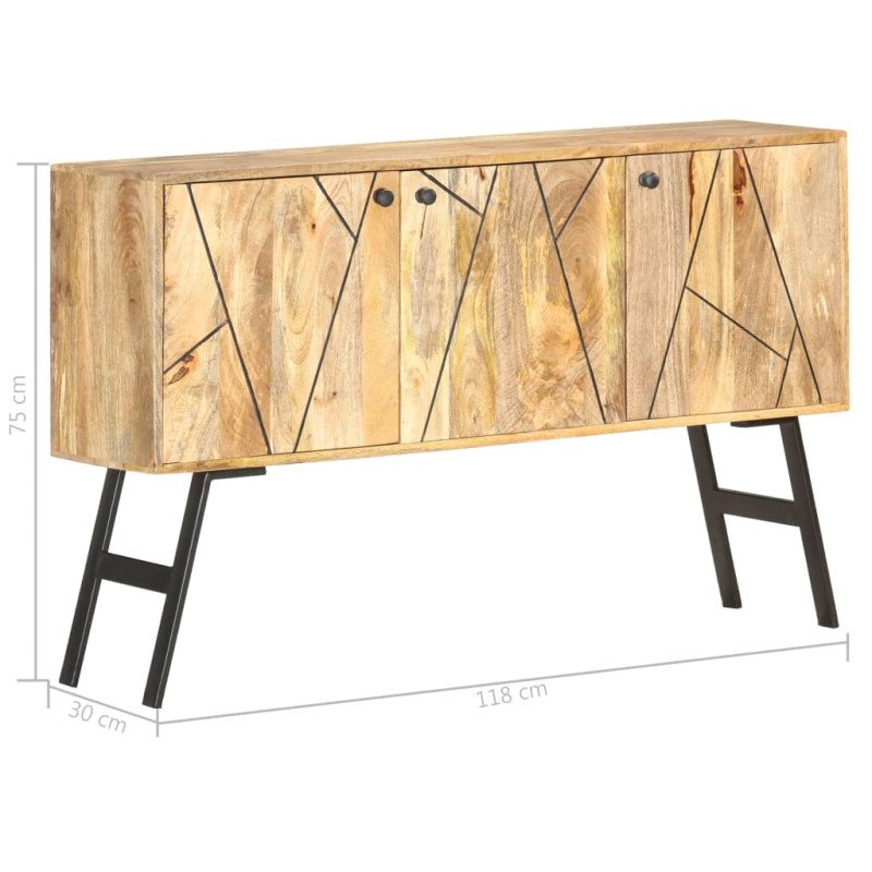 vidaXL Komoda 118x30x75 cm mangovníkový masív