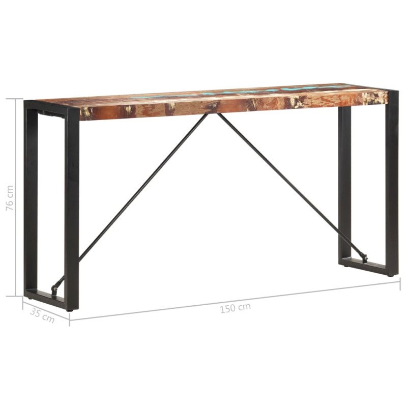 vidaXL Konzolový stolík 150x35x76 cm recyklovaný masív