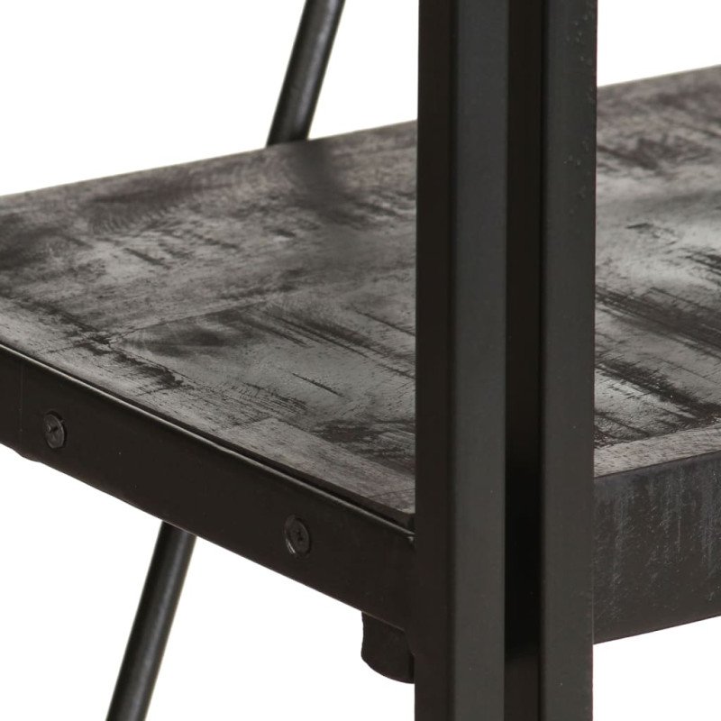 vidaXL Knižnica s 5 policami čierna 90x30x180 cm mangovníkový masív