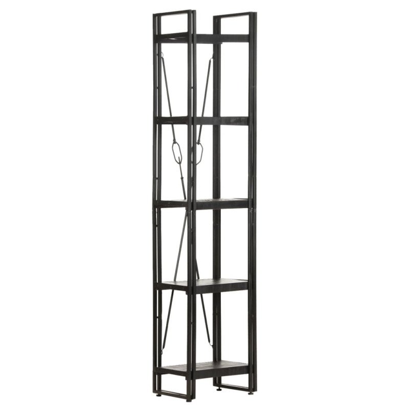 vidaXL Knižnica s 5 policami čierna 90x30x180 cm mangovníkový masív