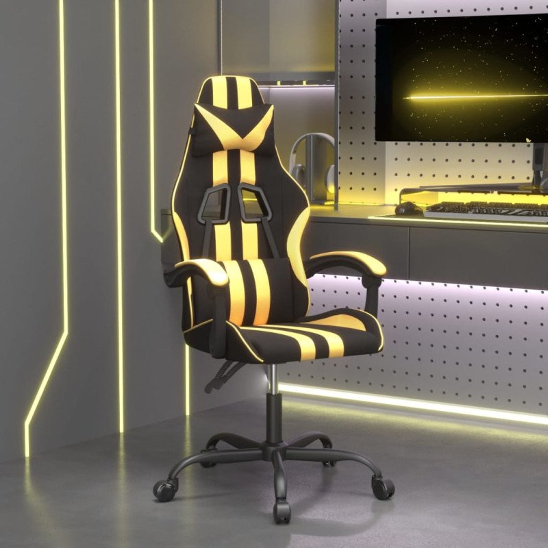 vidaXL Herná stolička čierna a zlatá umelá koža