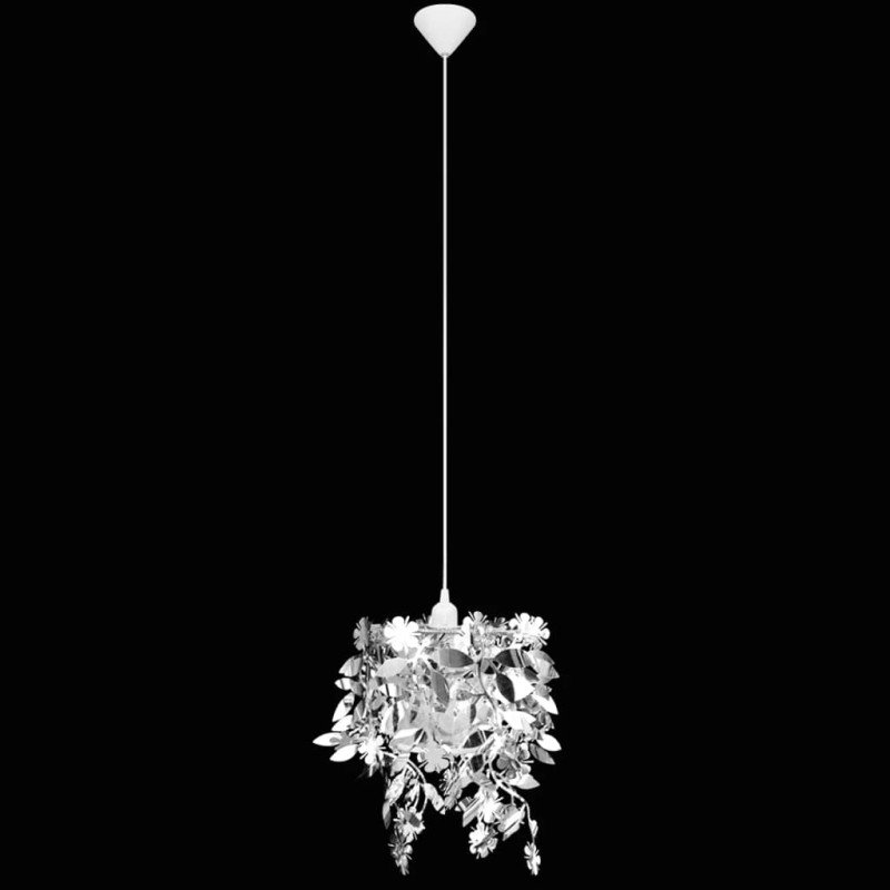 Závesná strieborná luster lampa s listovými šupinkami 21,5 x 30 cm