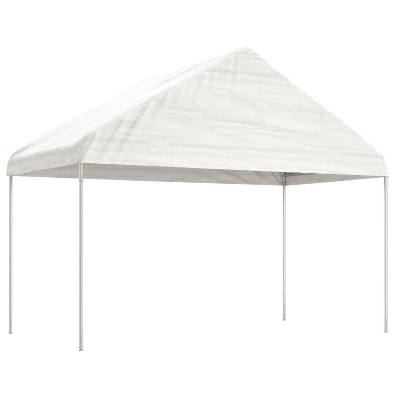 vidaXL Altánok so strechou, biely 8,92x4,08x3,22 m, polyetylén