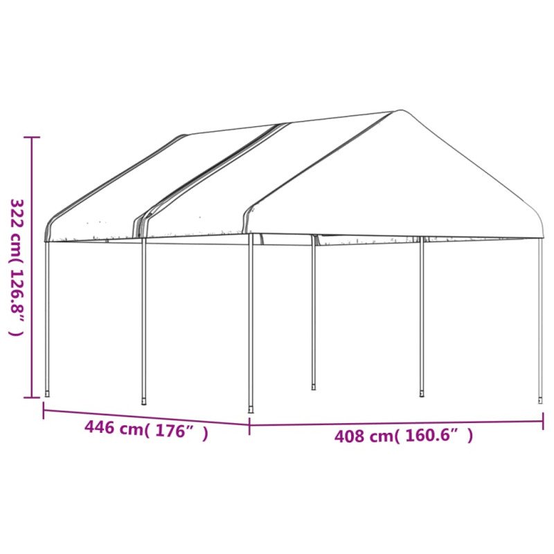 vidaXL Altánok so strechou, biely 4,46x4,08x3,22 m, polyetylén