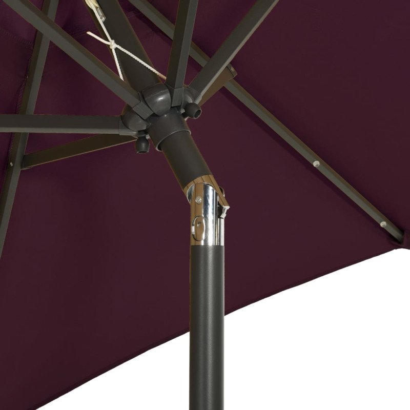 vidaXL Slnečník s LED svetlami bordovočervený 200x211 cm hliníkový