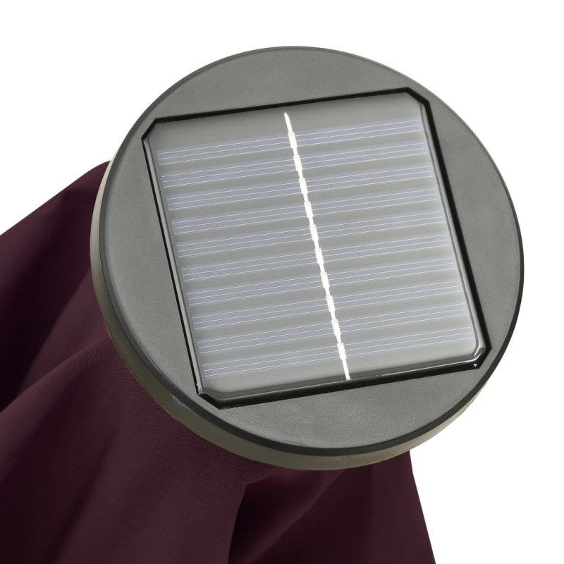 vidaXL Slnečník s LED svetlami bordovočervený 200x211 cm hliníkový