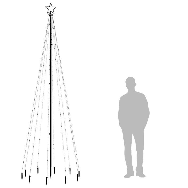 vidaXL Vianočný stromček so špicom 310 teplých a bielych LED 300 cm