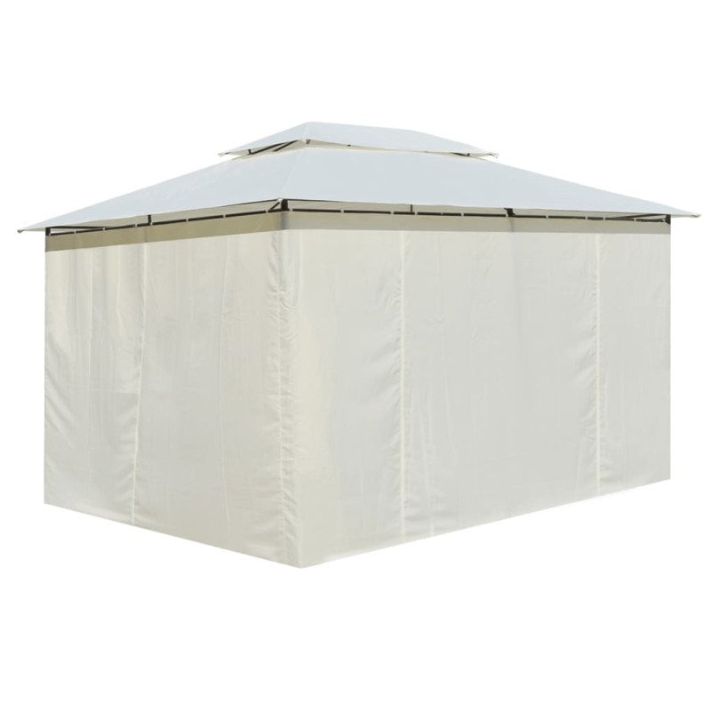 vidaXL Záhradný prístrešok so závesmi, 4x3 m, biely