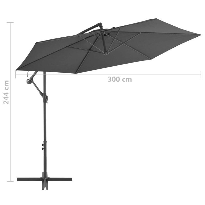 vidaXL Závesný slnečník s hliníkovou tyčou 300 cm antracitový