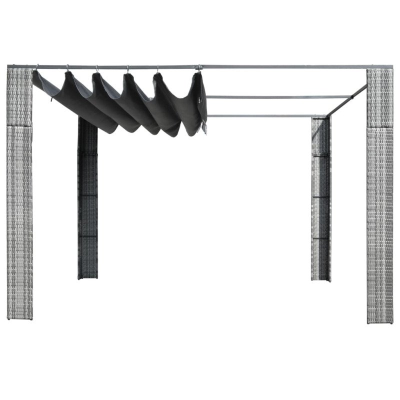 vidaXL Polyratanový altánok so strechou 300x300x200 cm sivo-antracitový