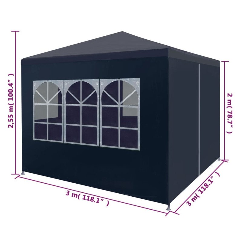 vidaXL Párty stan 3x3 m, modrý