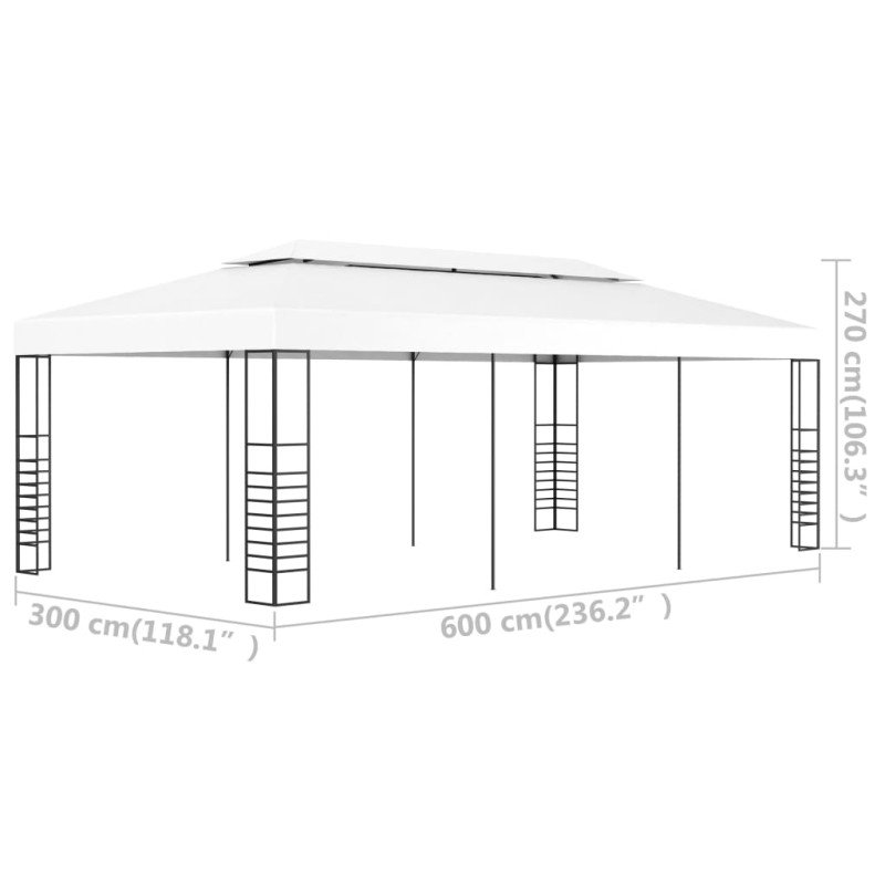 vidaXL Záhradný altánok/stan 6x3 m, biely