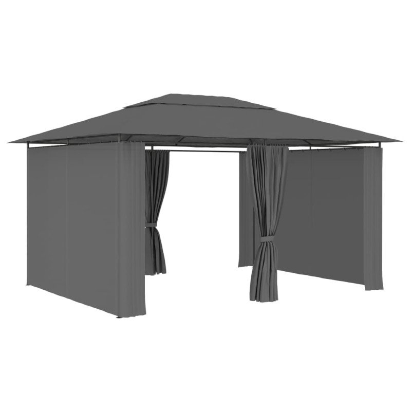 vidaXL Záhradný prístrešok so závesmi 4x3 m, antracitový