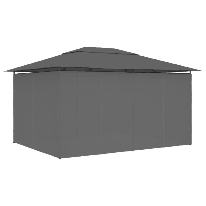 vidaXL Záhradný prístrešok so závesmi 4x3 m, antracitový
