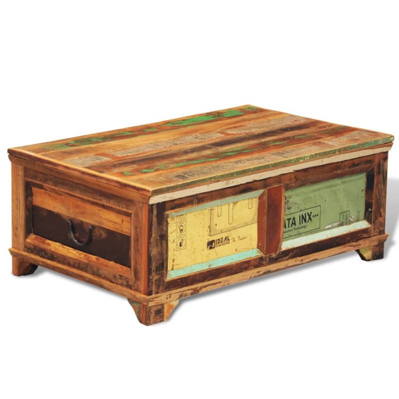 vidaXL Konferenčný stolík, úložný priestor, vintage, recyklované drevo 