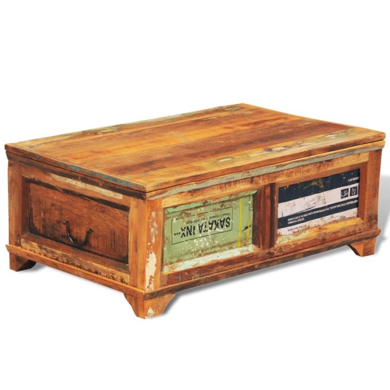 vidaXL Konferenčný stolík, úložný priestor, vintage, recyklované drevo 