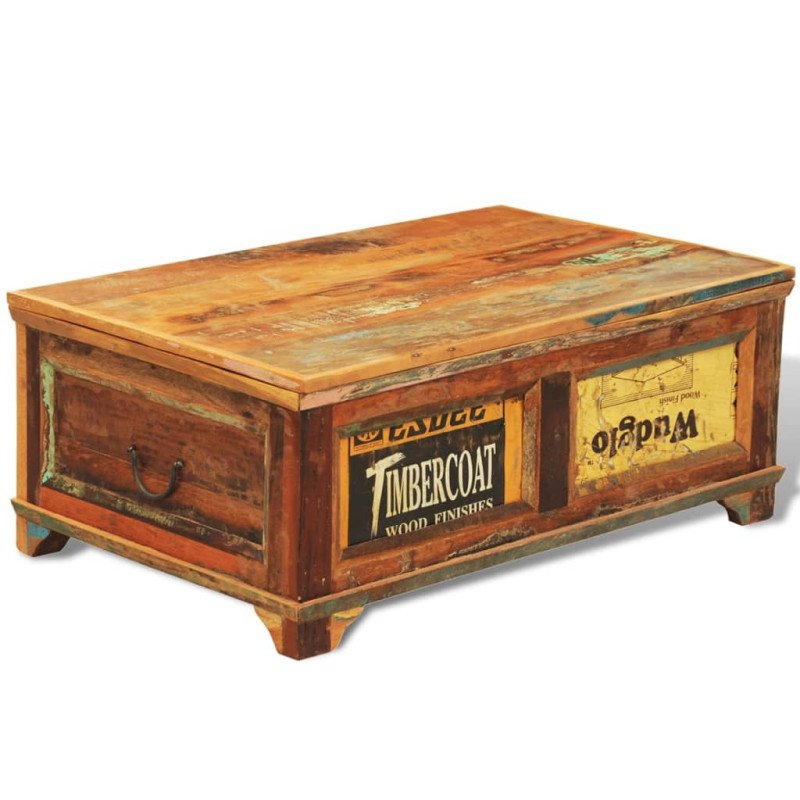 vidaXL Konferenčný stolík, úložný priestor, vintage, recyklované drevo 