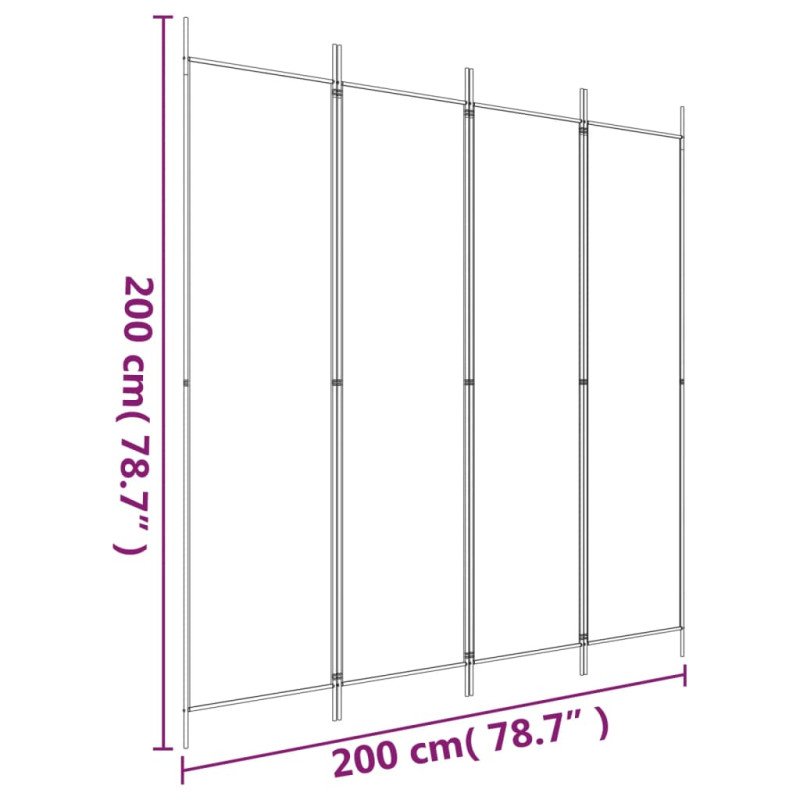 vidaXL 4-panelový paraván hnedý 200x200 cm látkový