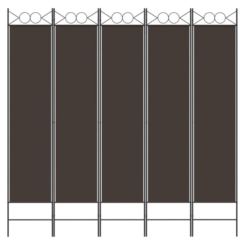 vidaXL 5-panelový paraván hnedý 200x200 cm látkový