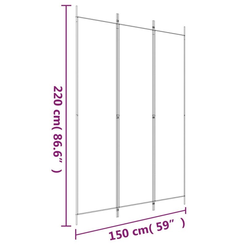 vidaXL 3-panelový paraván hnedý 150x220 cm látka
