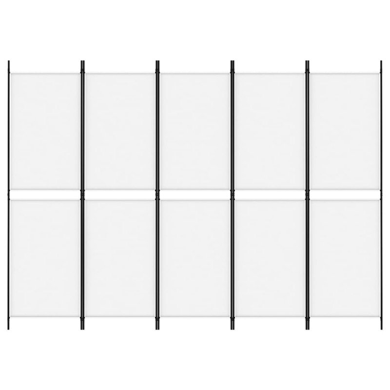 vidaXL 5-panelový paraván biely 250x180 cm látka