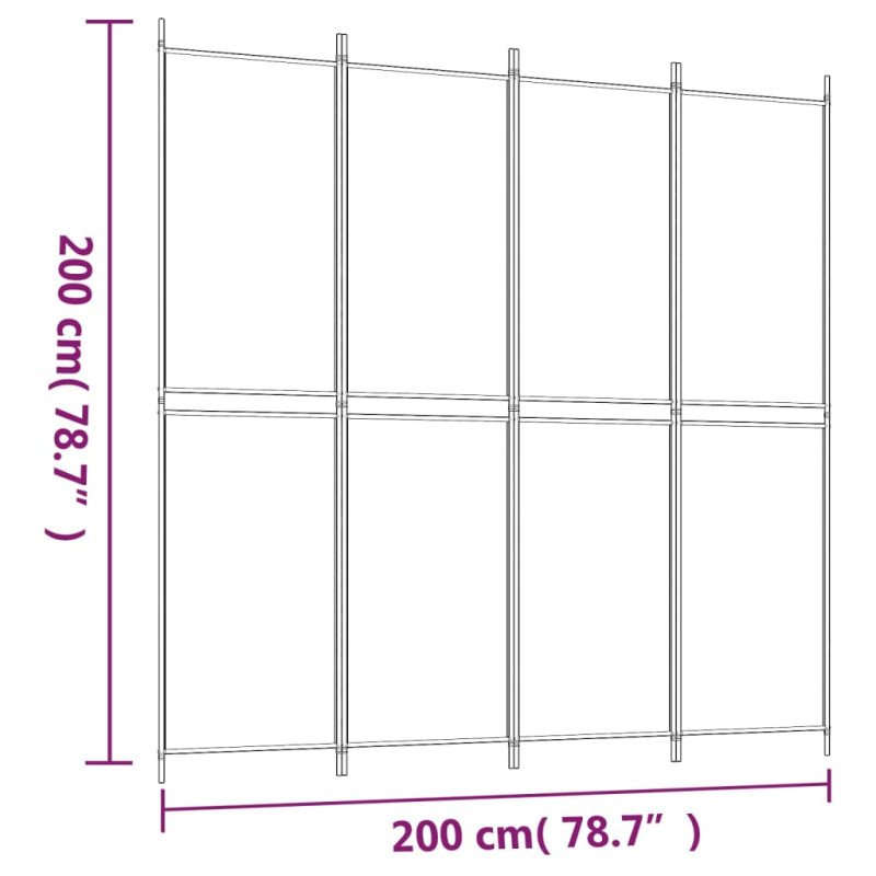 vidaXL 4-panelový paraván biely 200x200 cm látkový