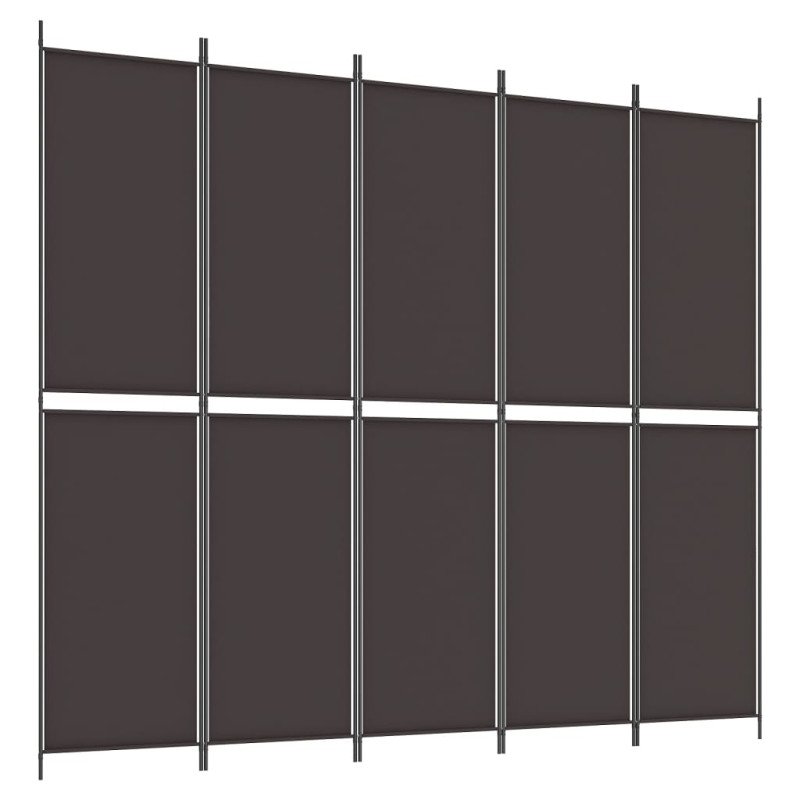 vidaXL 5-panelový paraván hnedá 250x220 cm látkový