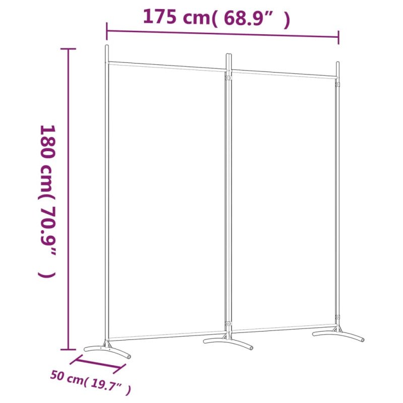  vidaXL 2-panelový paraván biely 175x180 cm látka