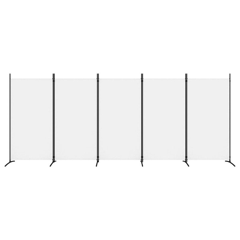 vidaXL 5-panelový paraván biely 433x180 cm látkový