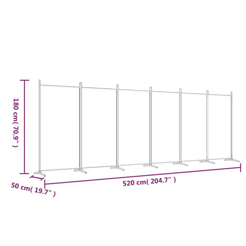 vidaXL 6-panelový paraván antracitový 520x180 cm látkový