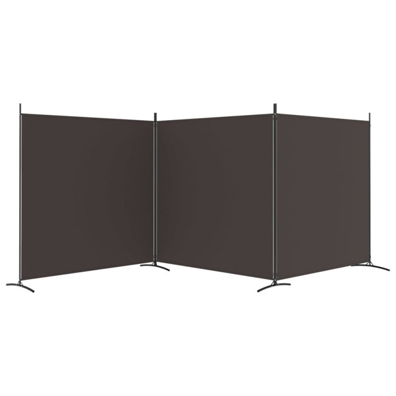 vidaXL 3-panelový paraván hnedý 525x180 cm látkový