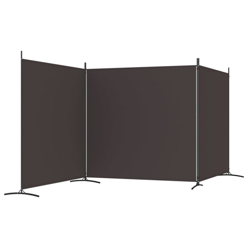 vidaXL 3-panelový paraván hnedý 525x180 cm látkový