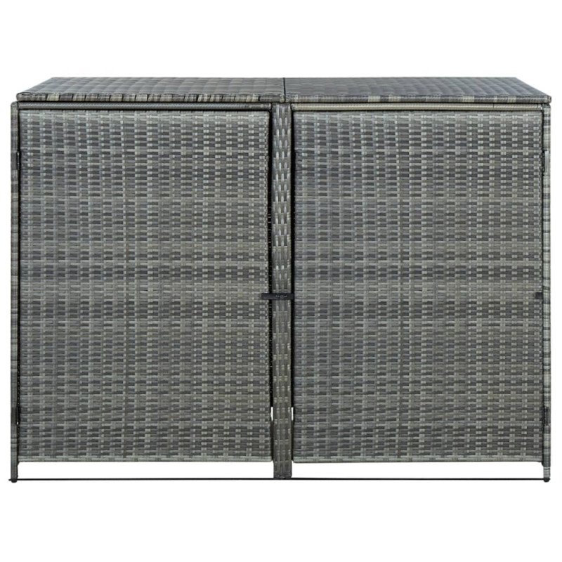 vidaXL Polyratanová ohrada na dva vonkajšie odpadkové koše antracitová 148x77x111 cm  