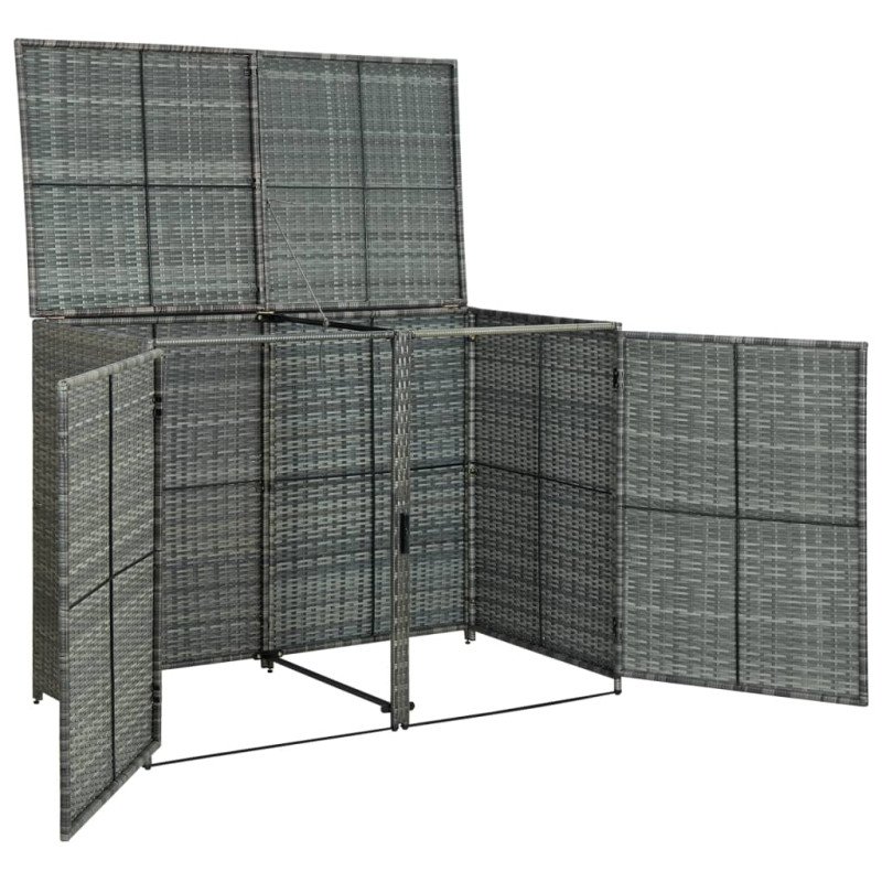vidaXL Polyratanová ohrada na dva vonkajšie odpadkové koše antracitová 148x77x111 cm  
