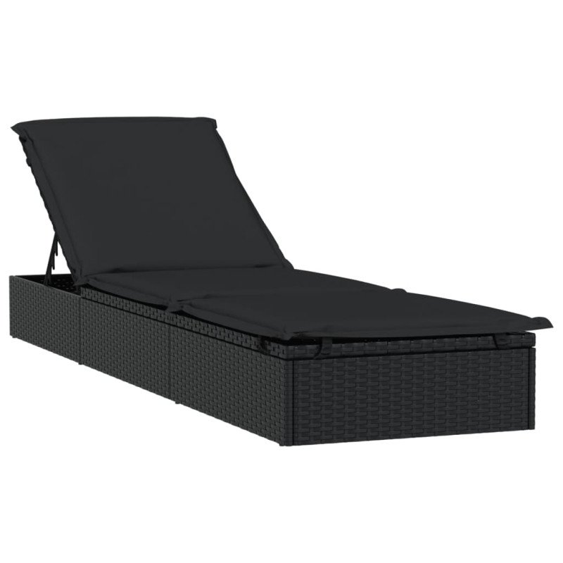 vidaXL Lehátko s okrúhlou strechou čierne 211x57x140 cm polyratan