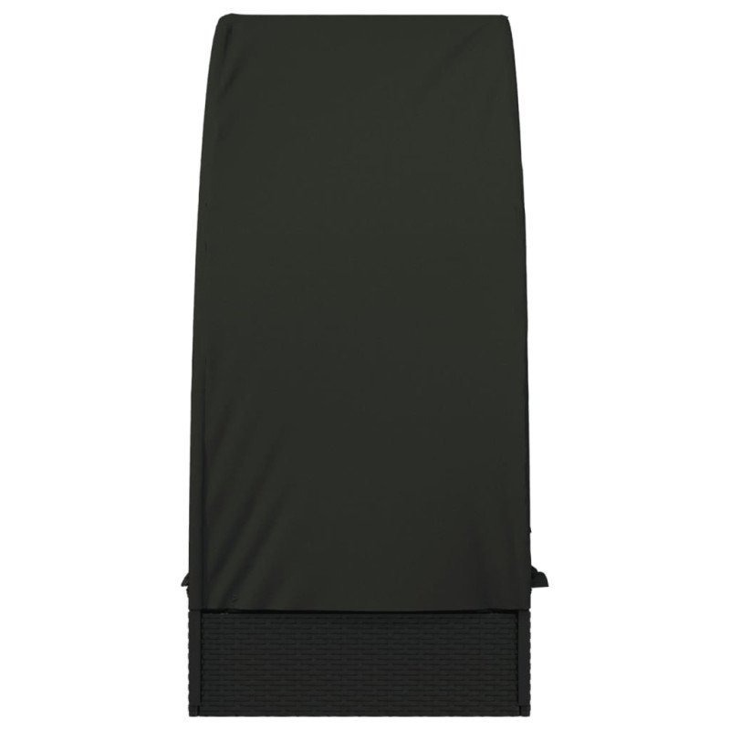 vidaXL Lehátko s okrúhlou strechou čierne 211x57x140 cm polyratan
