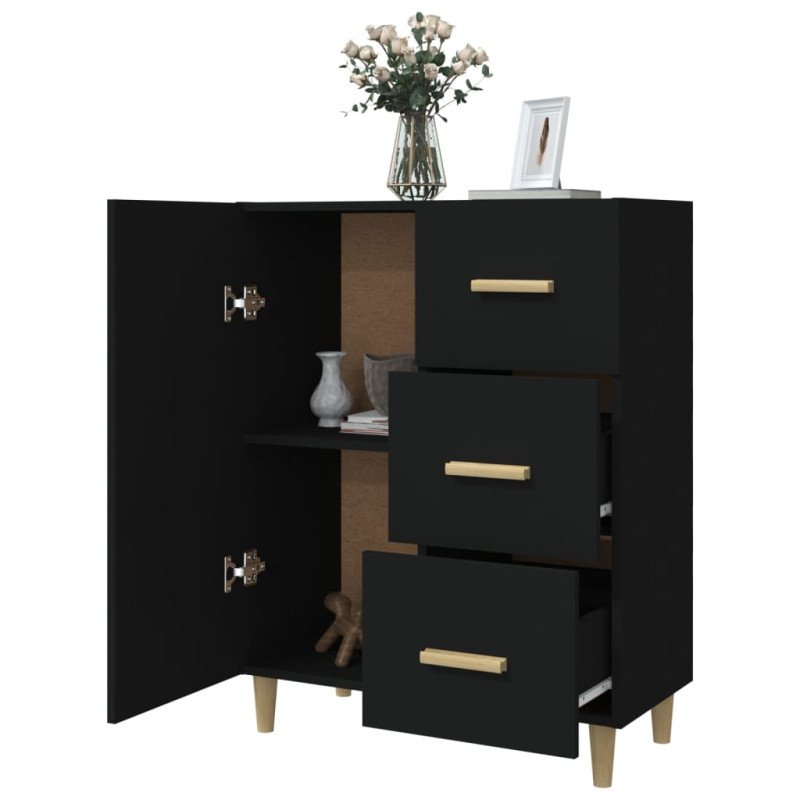 vidaXL Komoda čierna 69,5x34x90 cm kompozitné drevo