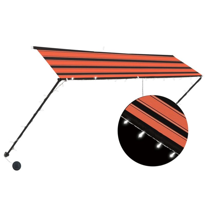 vidaXL Zaťahovacia markíza s LED 300x150 cm oranžová a hnedá