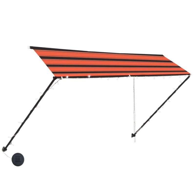 vidaXL Zaťahovacia markíza s LED 300x150 cm oranžová a hnedá