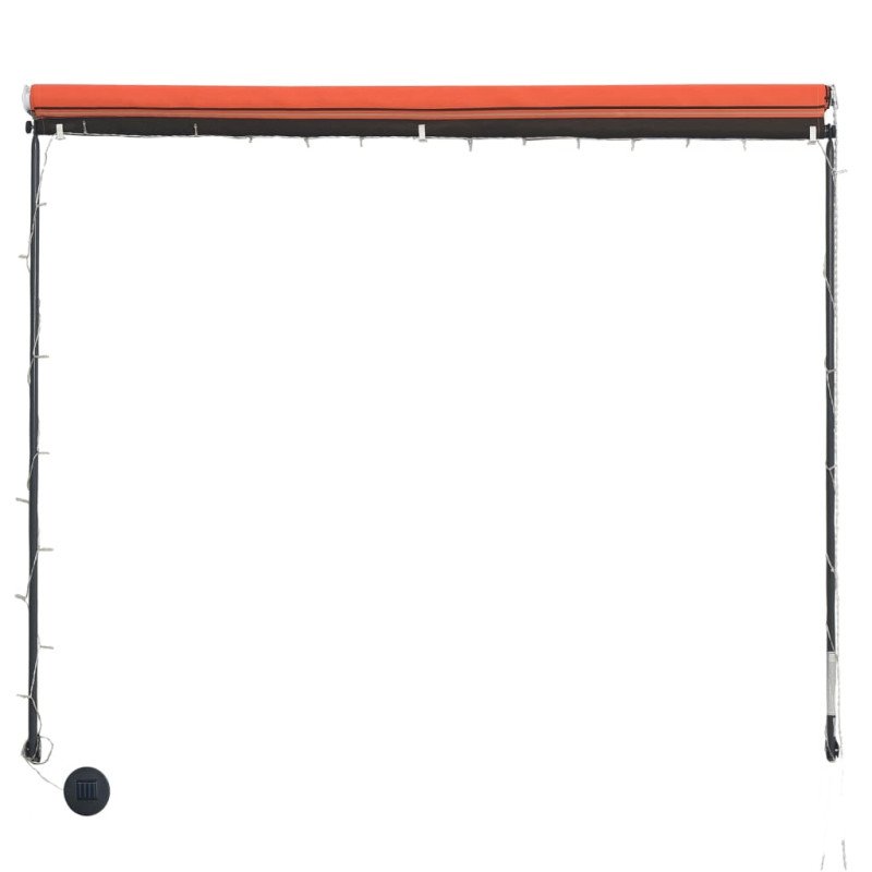 vidaXL Zaťahovacia markíza s LED 300x150 cm oranžová a hnedá